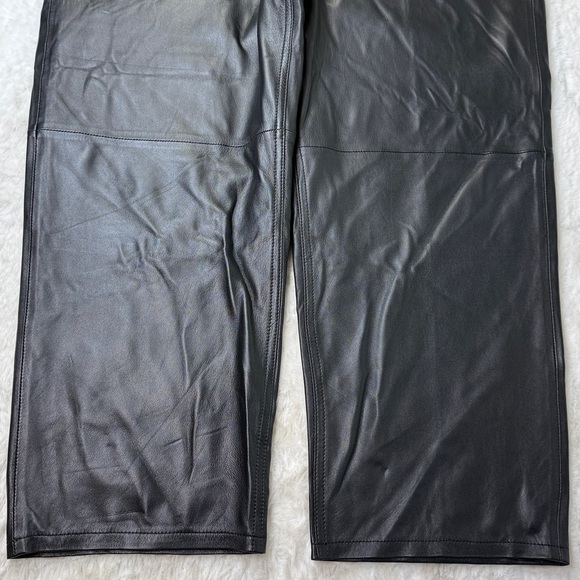 BananaRepublic Lamb Leather High Rise Straight Pant Black Actual 36” 33x25 Short - Picture 17 of 17